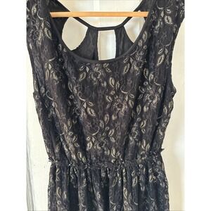 Studio M Size‎ Large Petite Women's Party Dress Black With Gold Floral Details.